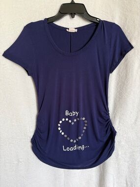 Maternity Short Sleeve Tee - Navy "Baby Loading"